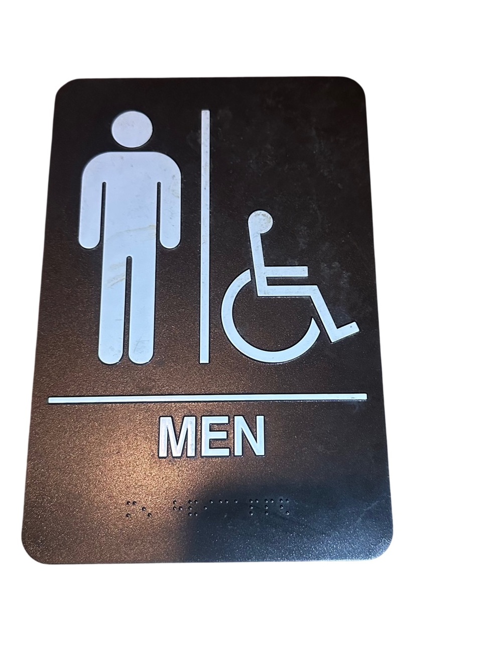 Men Accessible Restroom Sign - Black and White 6X9”
